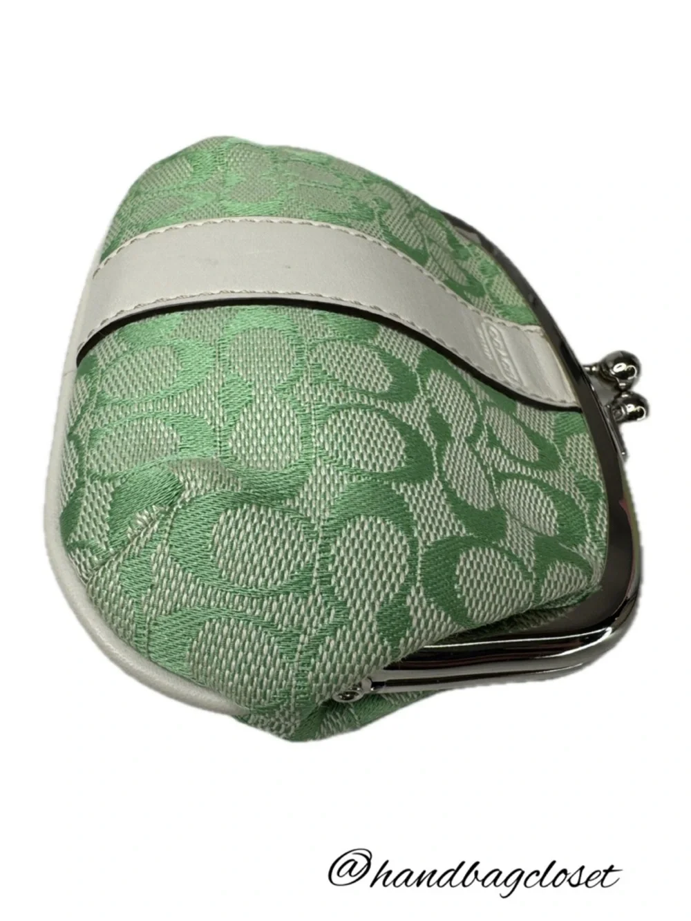 Coach Y2K Signature C Green Fabric Kisslock Coin Purse Bag